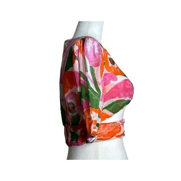 Banjanan Floral Aurora Top in Euphoric Bloom Vivid Large Womens Blouse - Picture 9 of 16